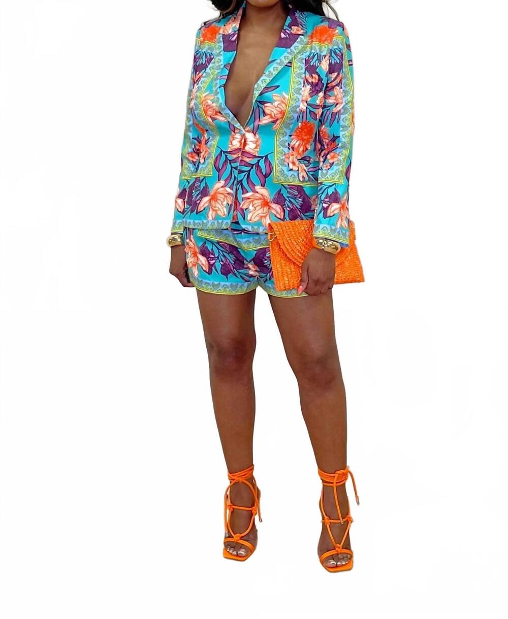 NEW LATISTE days in paradise floral tropical print blazer set in mint green